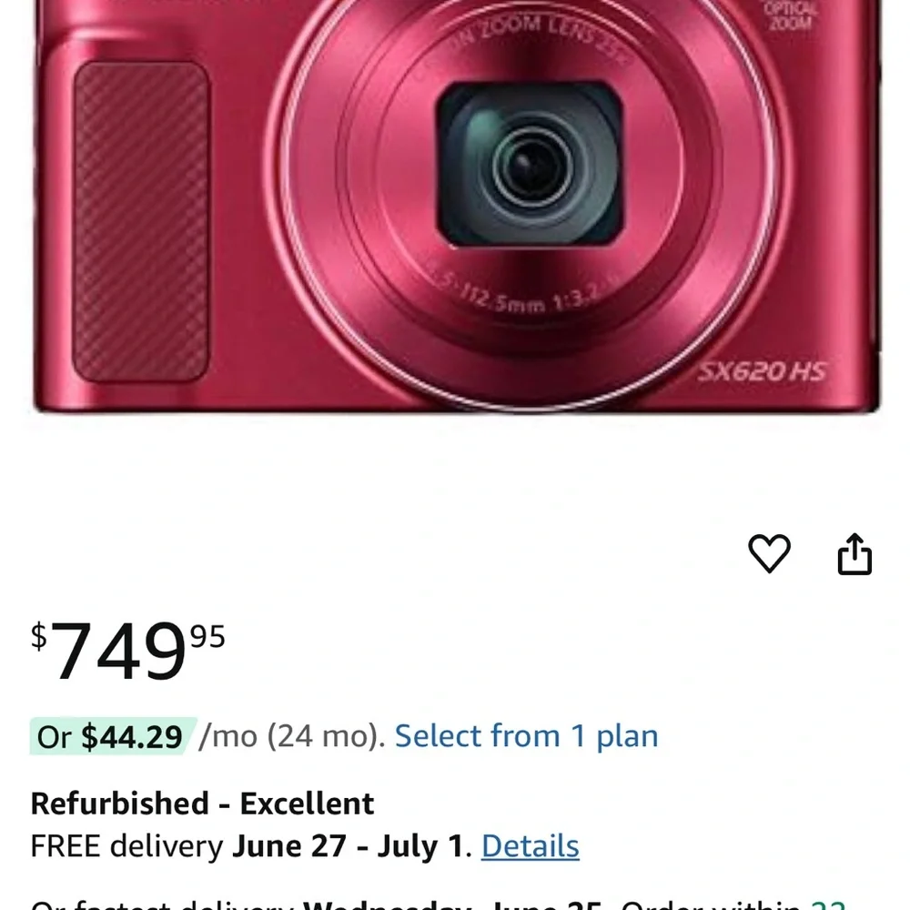 Canon Vibrant Red SX620 HS Digital Camera